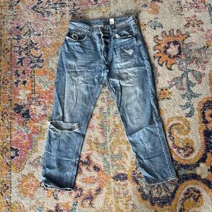 Distressed Blue Jeans